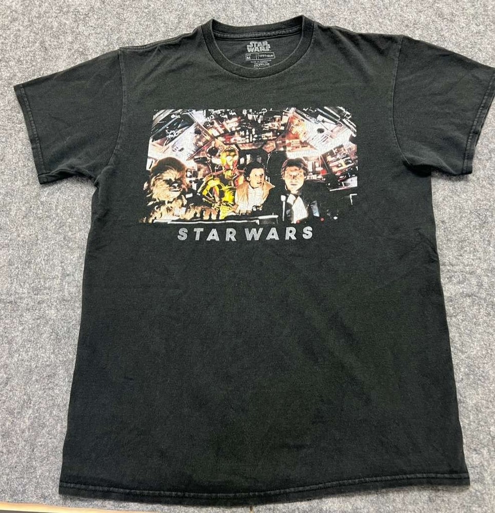 StarWars Fifth Sun Tee Size M Mens Charcoal Gray Millennium Falcon Cockpit Print