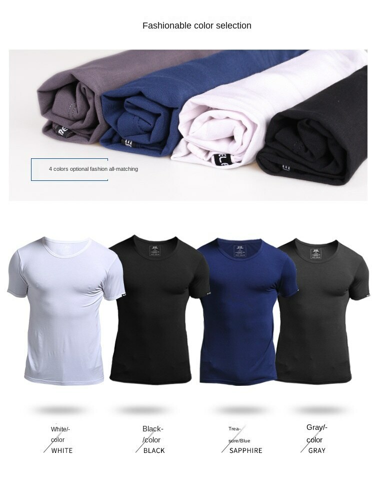Men's Short Sleeve Top Tee Modal T-Shirt Round Neck Classic Jerseys Clothing gallery