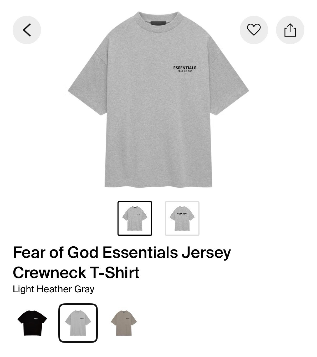 Fall/Winter 2024 Fear of God Essentials Gray Jersey Crewneck T-Shirt Size XL gallery