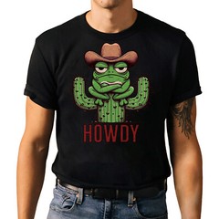 Funny Frog Cowboy T-Shirt ‘Howdy’ – American Western Casual Unisex Shirt