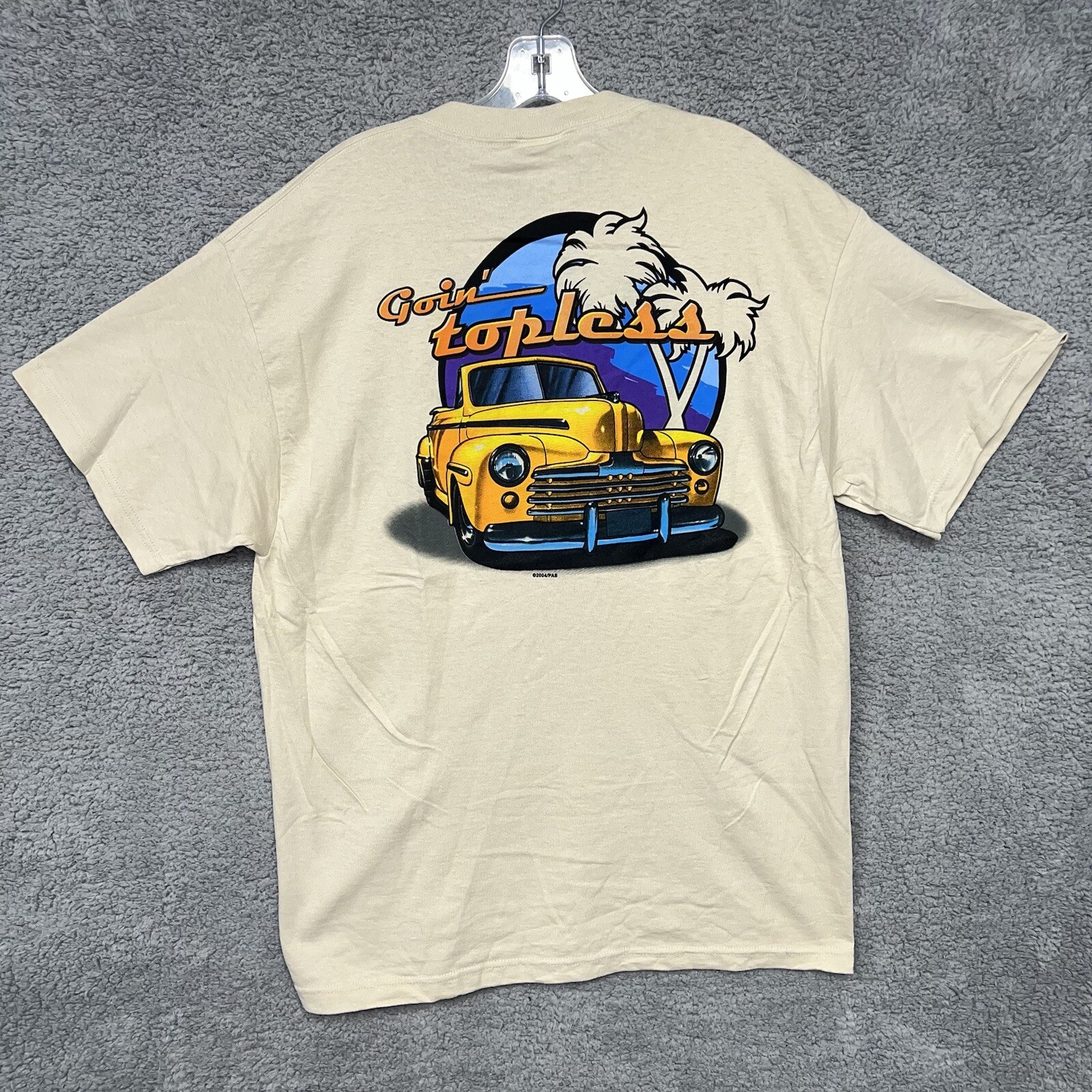 VTG Delta T Shirt Men’s Size L Beige Pro Ad Sports Classic Car Graphic Tee 2000s