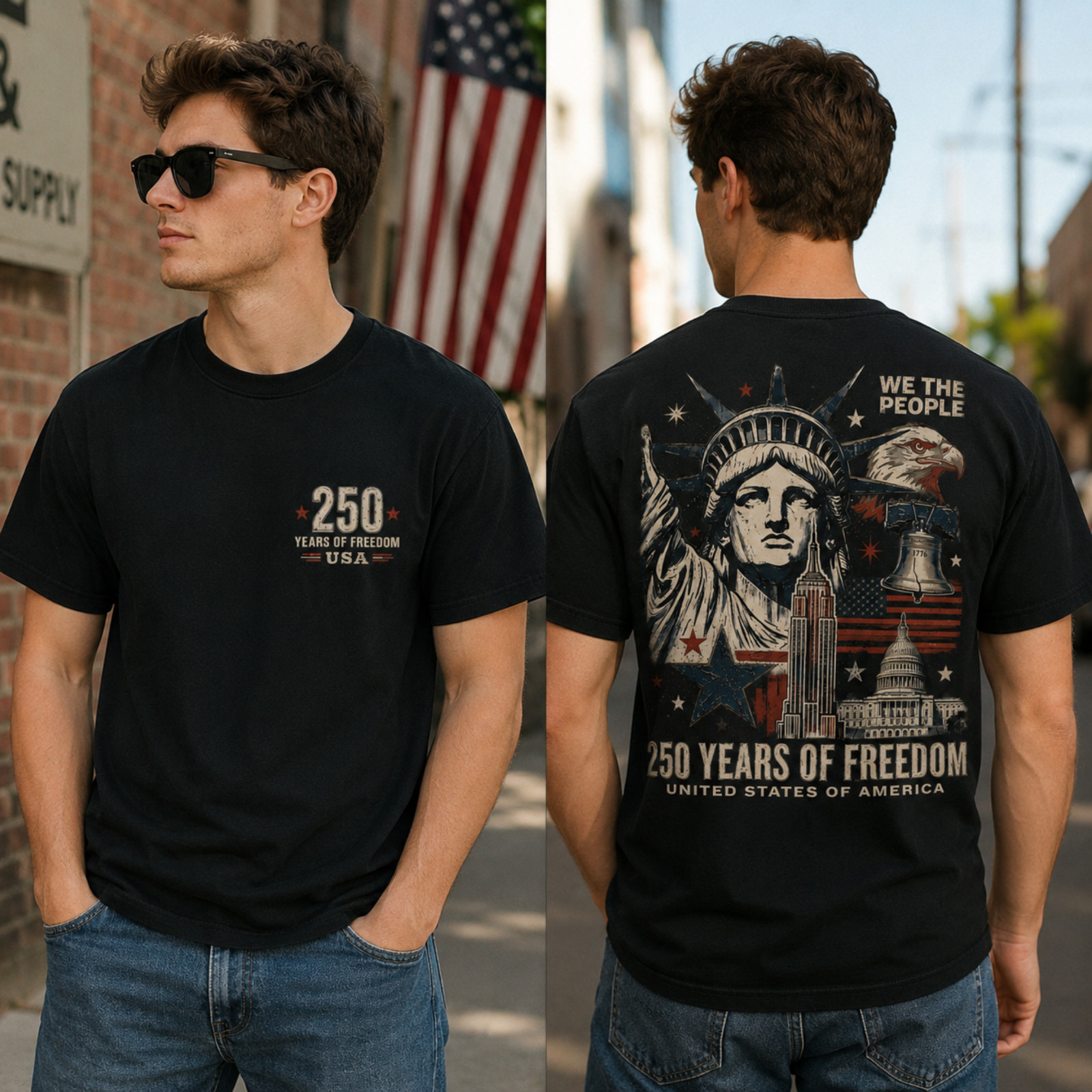 USA 250 Years of Freedom Shirt Men We The People Patriotic Eagle Flag Tee(S-5XL) gallery