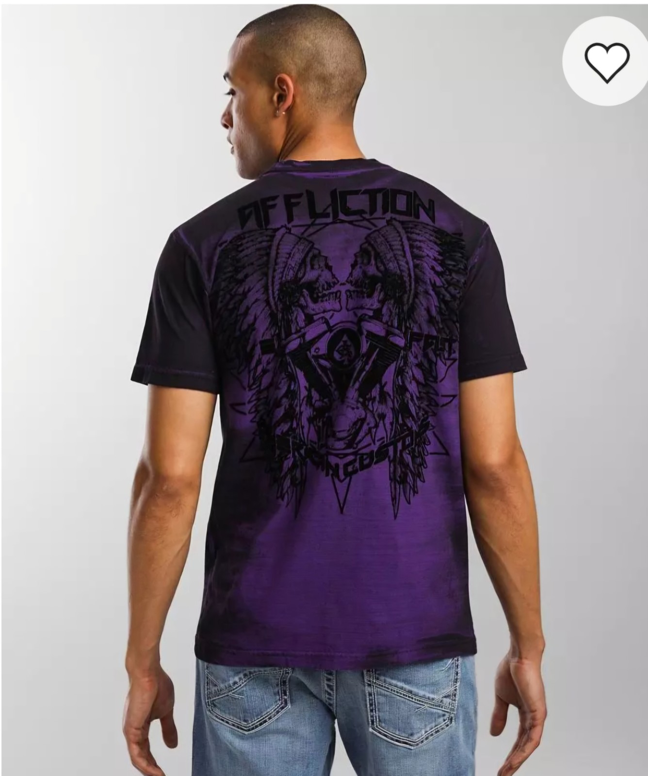 Affliction American Customs Copperhead Bend T-Shirt Men's Purple Skull 3XL gallery