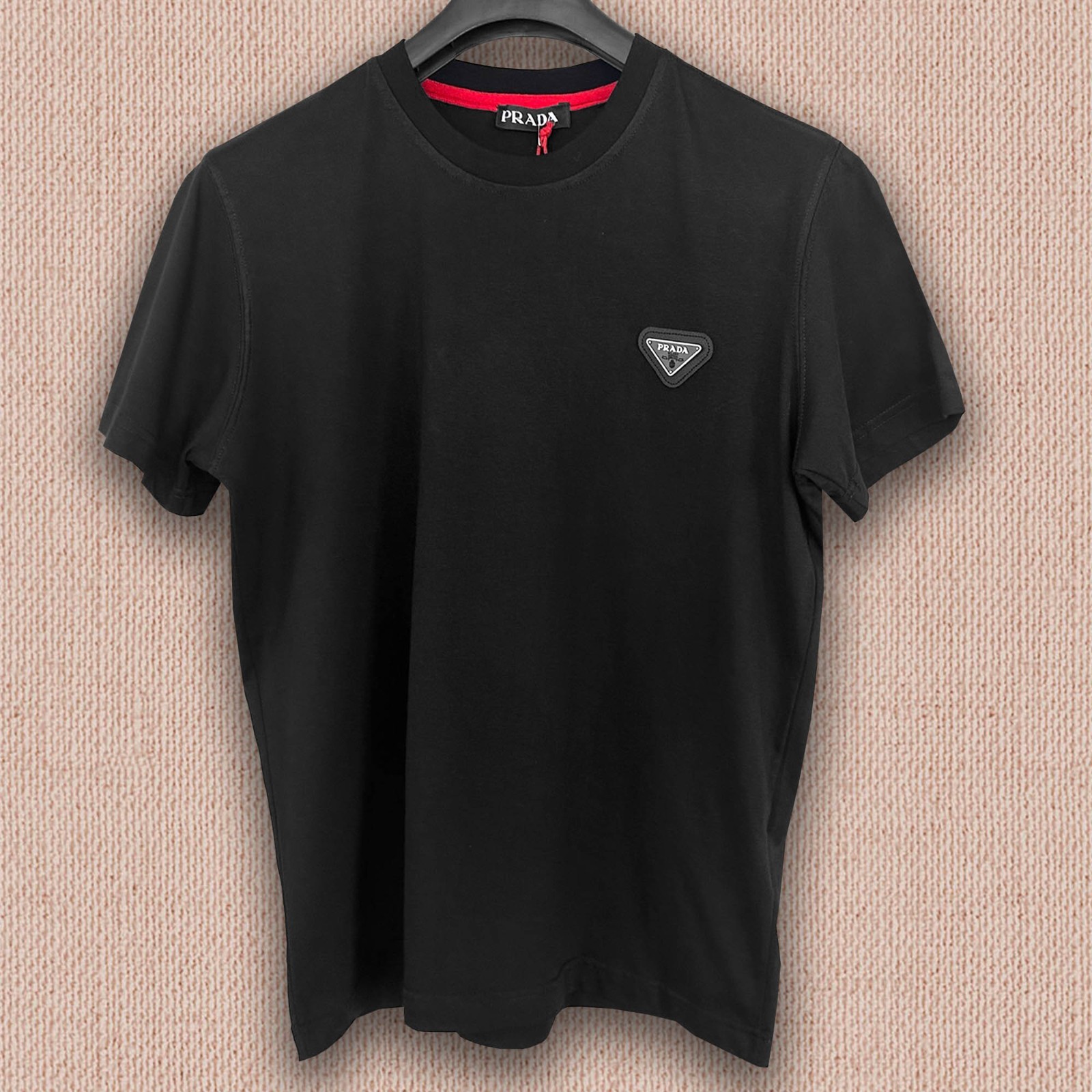 Prada Black T-shirt --- Triangle Grey Logo Patch -- Size 2XL-- Tariff Paid gallery