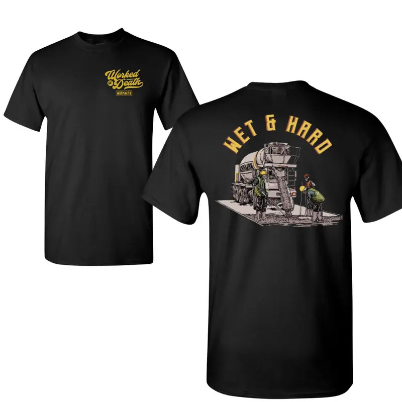Wet And Hard T-Shirt, Concrete Mixer Graphic, Construction Worker Theme, 2 Sides gallery