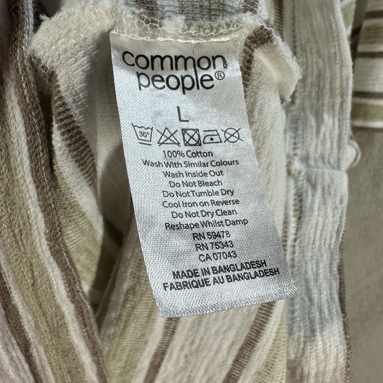 Common People Striped Textured Short Sleeve Shirt Men’s L Cotton Relaxed Fit gallery
