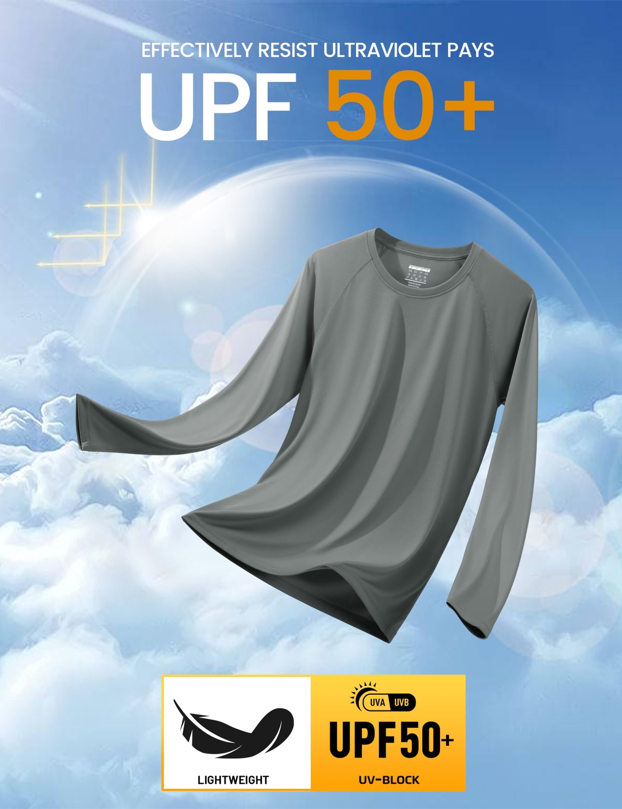 Men's Long Sleeve Shirts UPF 50+ UV Sun Protection Athletic Shirt Run Rash Guard gallery