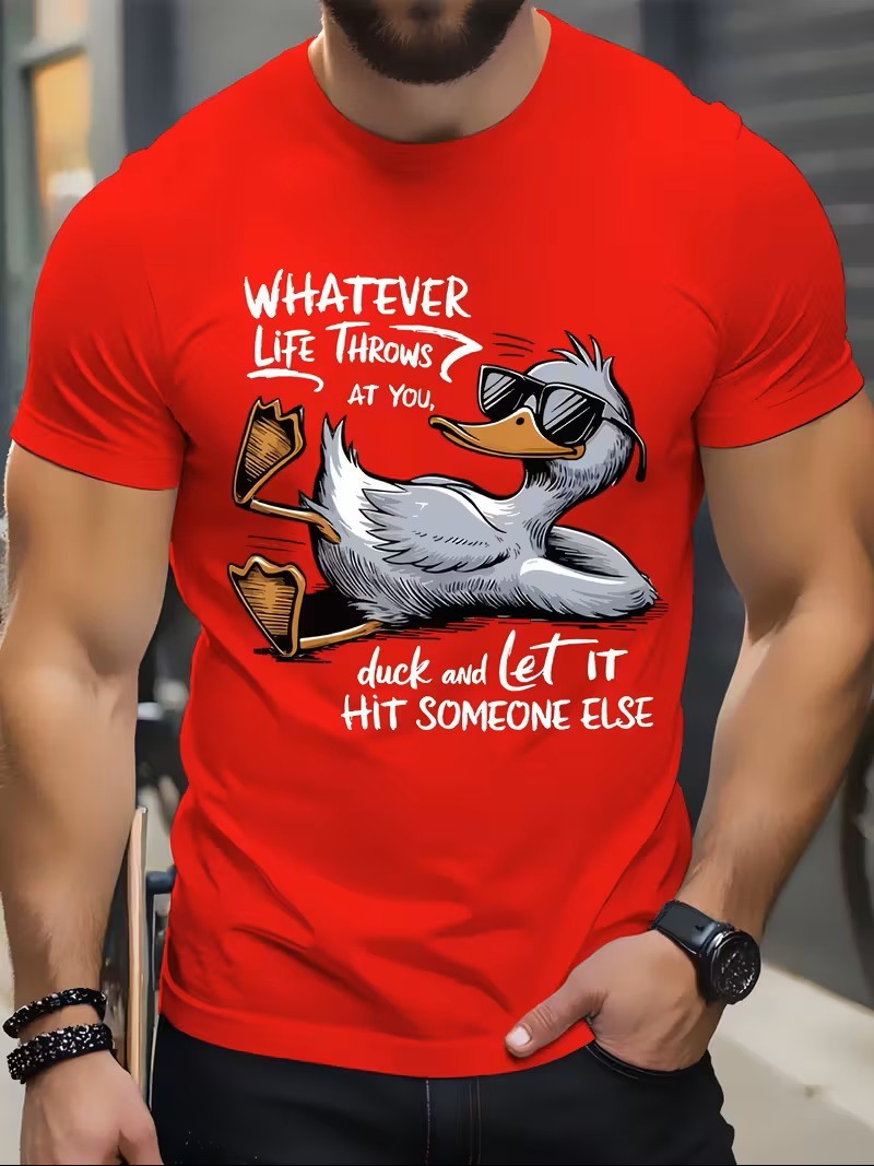 Funny Duck T-Shirt Whatever Life Throws At You Duck Let It Hit Someone Else Tee gallery