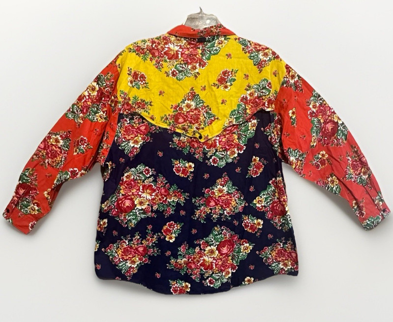 VTG Rocky Mountain Shirt Western Floral Top Womens 24W, 2X Button Yoked Colorful