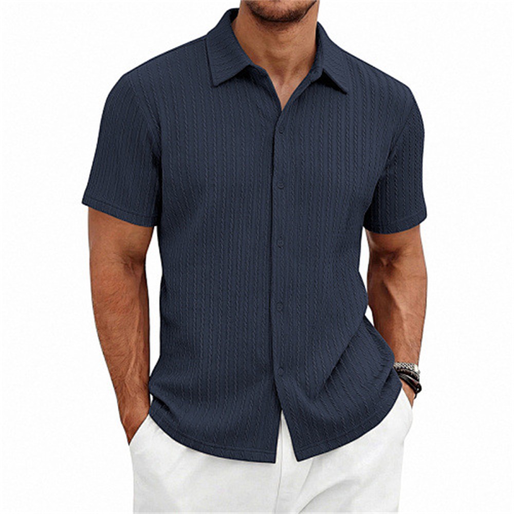 Men's Summer Shirt Casual Slim Shirts Short Sleeve Button Down Tops Blouse gallery