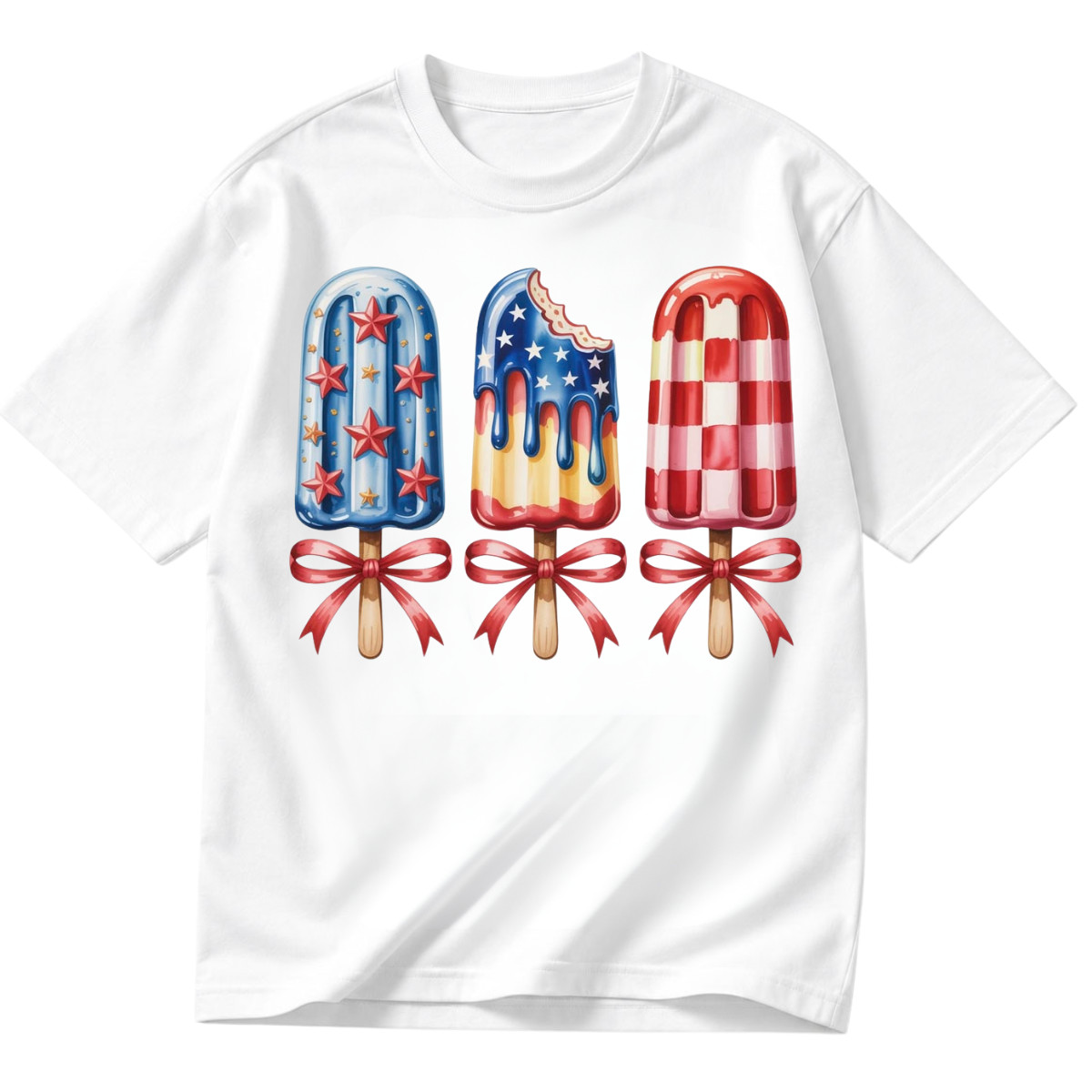 Patriotic Popsicle Shirt Red White Blue Ice Cream Gift 4th July Tee S-5XL