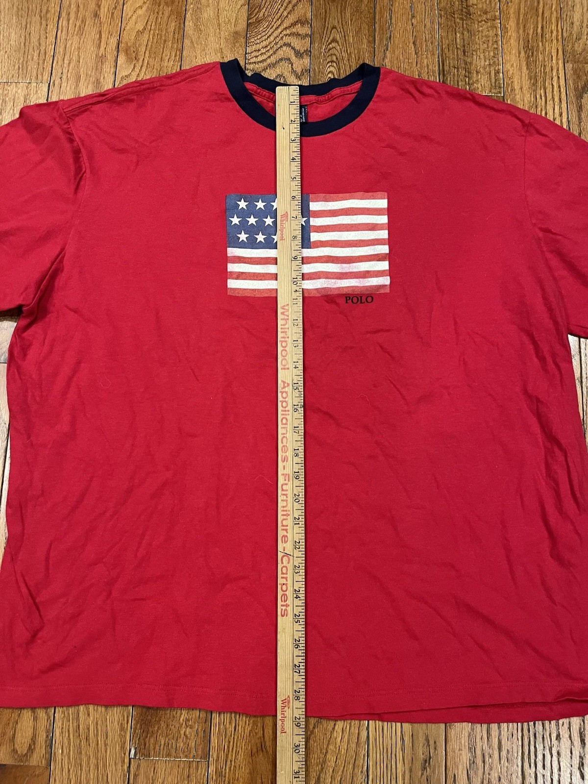 Vintage Polo Ralph Lauren American Flag Shirt Red Ringer T-Shirt VTG XXL 2XL gallery