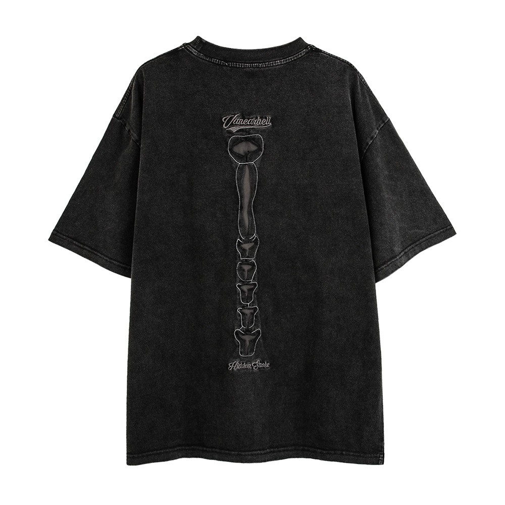 Oversized Skeleton Rib Cage T Shirt Gothic Washed Grunge Streetwear Tee gallery