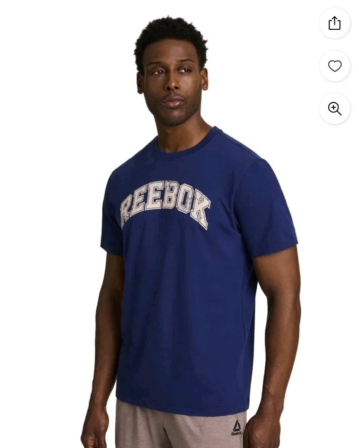 New Reebok Men's Blue Spellout Short Sleeve Graphic Print T-Shirt Sz XL gallery