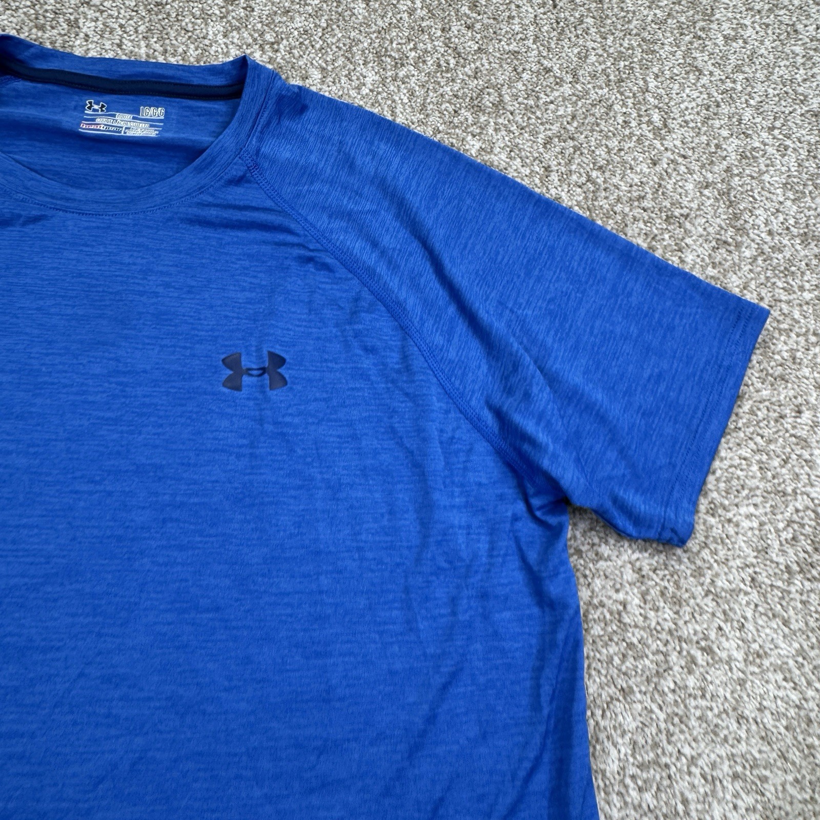 Under Armour Heatgear T Shirt Mens Large Blue Short Sleeve Raglan 1228539 gallery