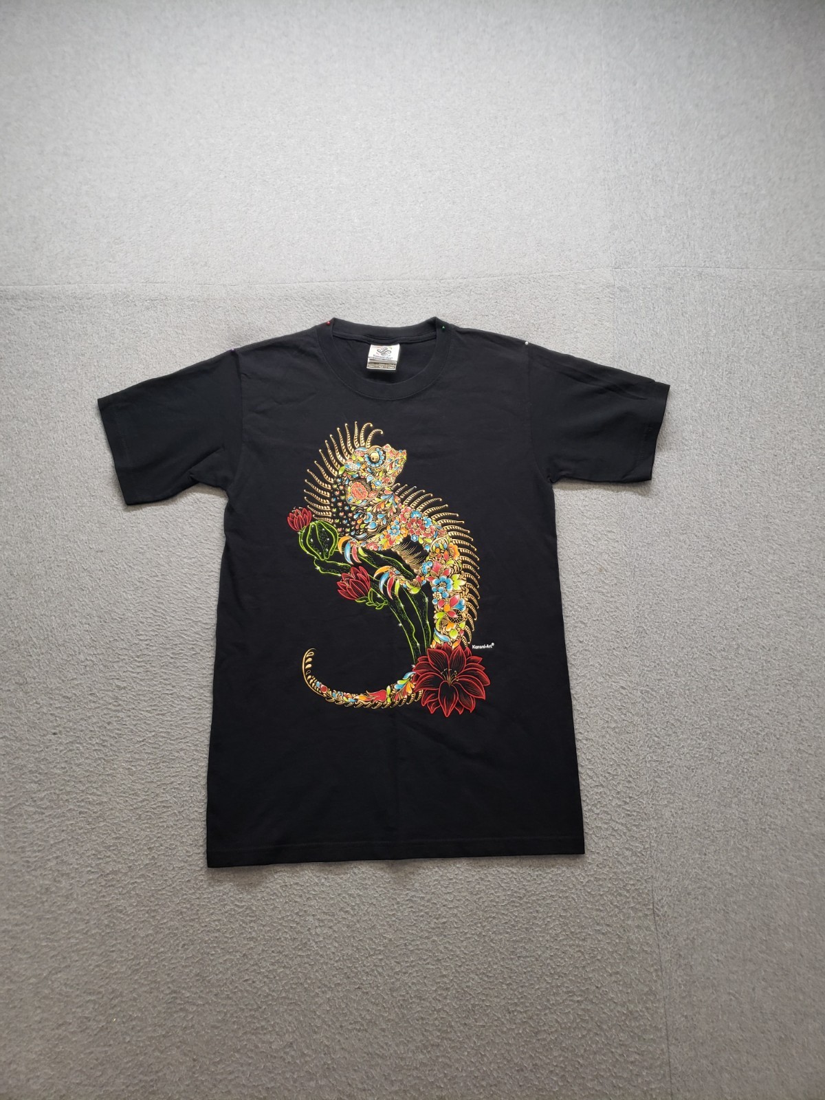 Karani Art Men T Shirt S Black Graphic Print Crew Neck Short Sleeve Comfort Wear