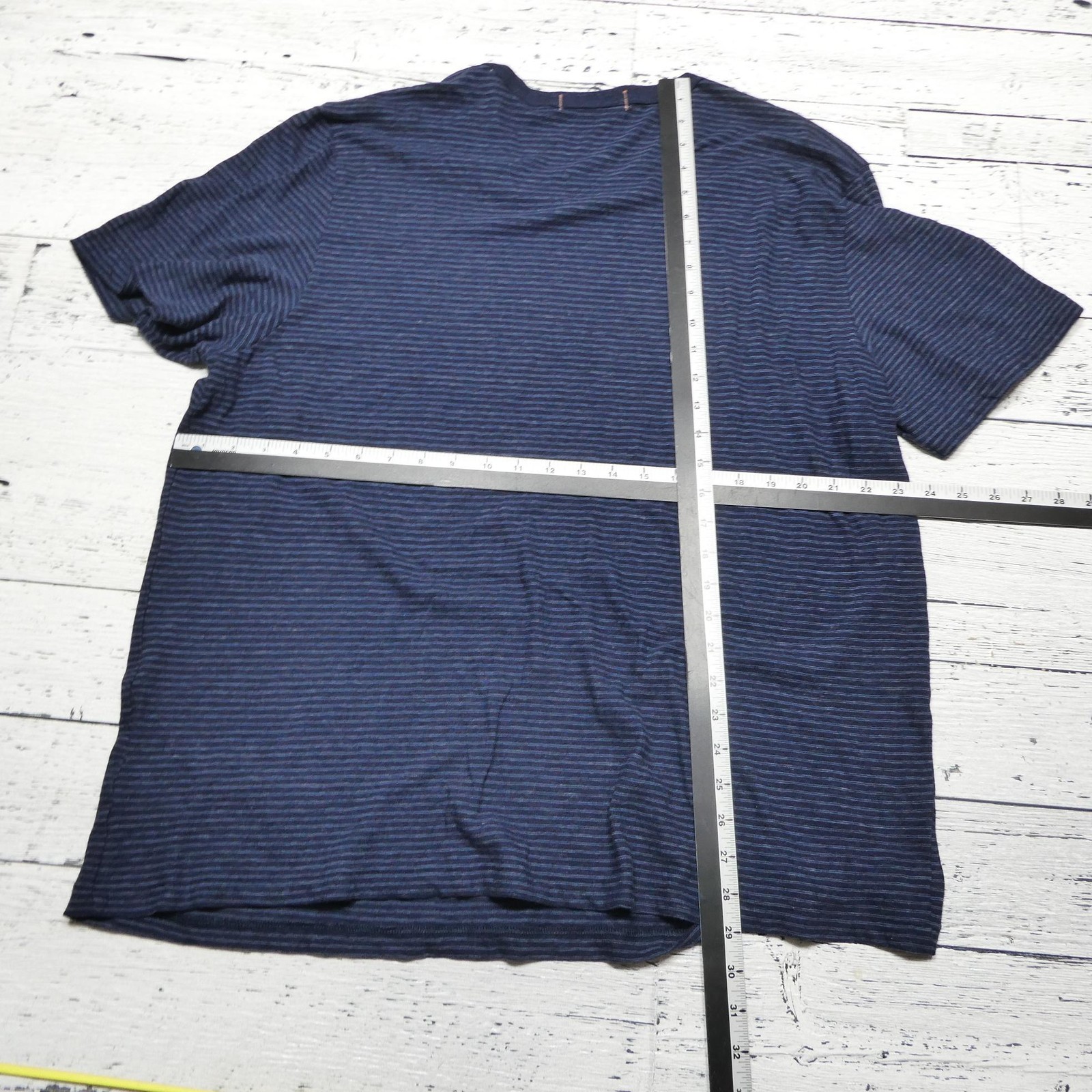Faherty Shirt Mens 2XL Blue Striped Chambray Tee Cotton Modal Short Sleeve gallery