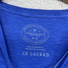 American Eagle T-Shirt Mens Medium Blue AE Legend Athletic Fit Slub Knit Logo