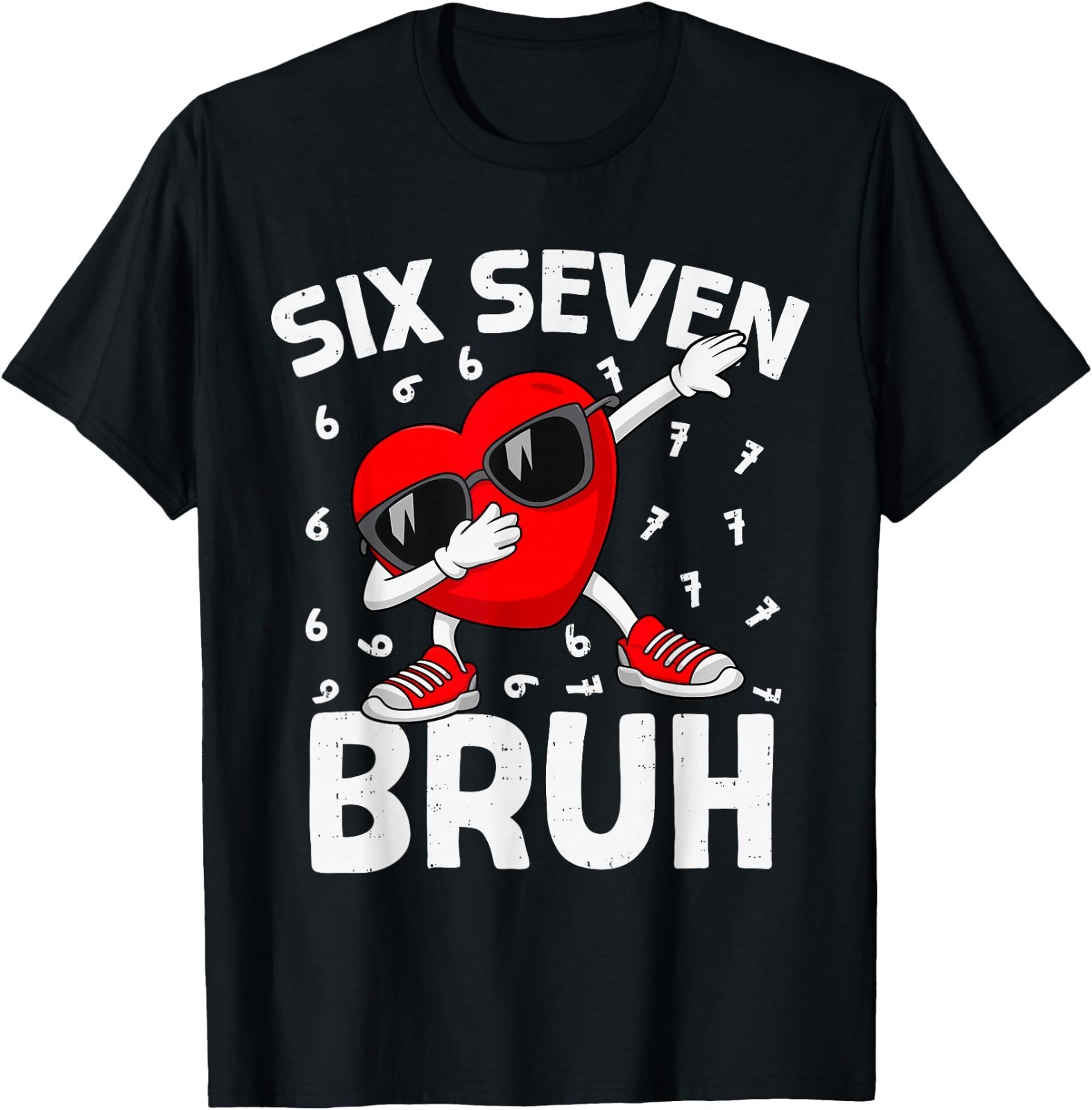 Valentines Day Six Seven Bruh 6 7 Meme Dab Heart Boys Kids T-Shirt Gift for Frie