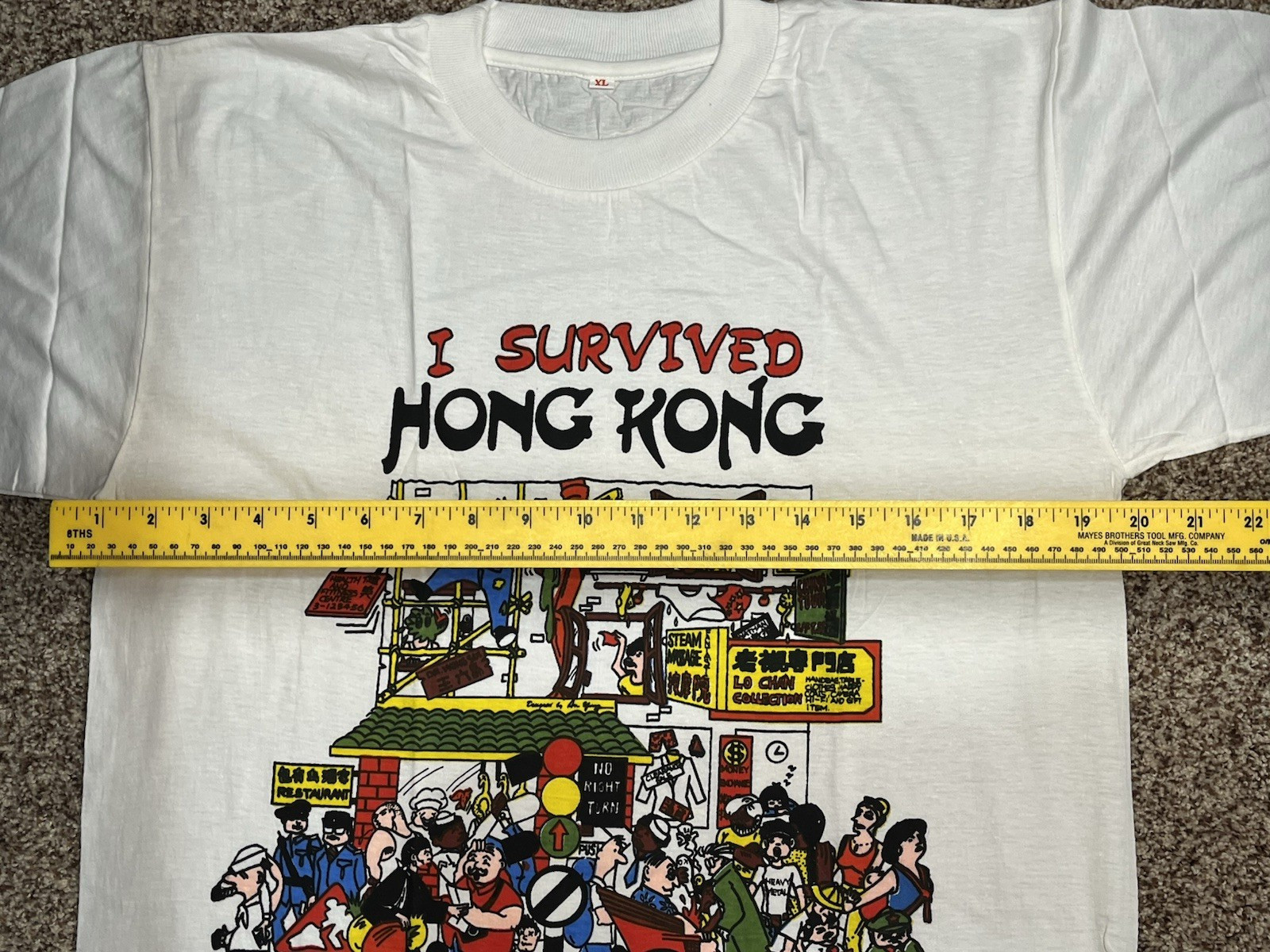 NOS Vintage I Survived Hong Kong Tourist T Shirt Size XL Extra-Large White gallery