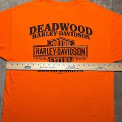 Harley Davidson Sturgis 2018 Black Hill Rally T Shirt Mens Large Orange Deadwood