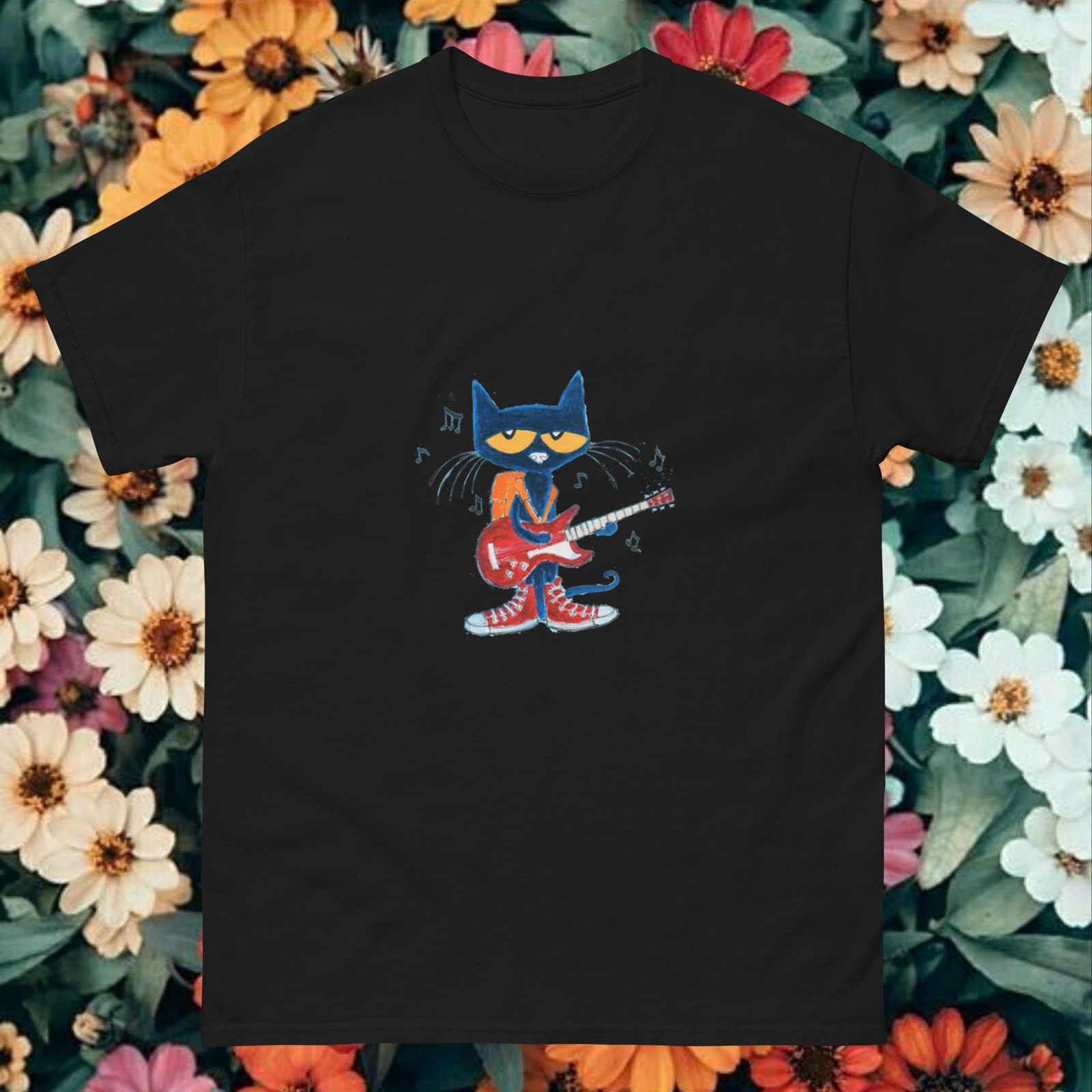 pete the cat playing guitar oversized tee, graphic tee, kids y2k pete the cat