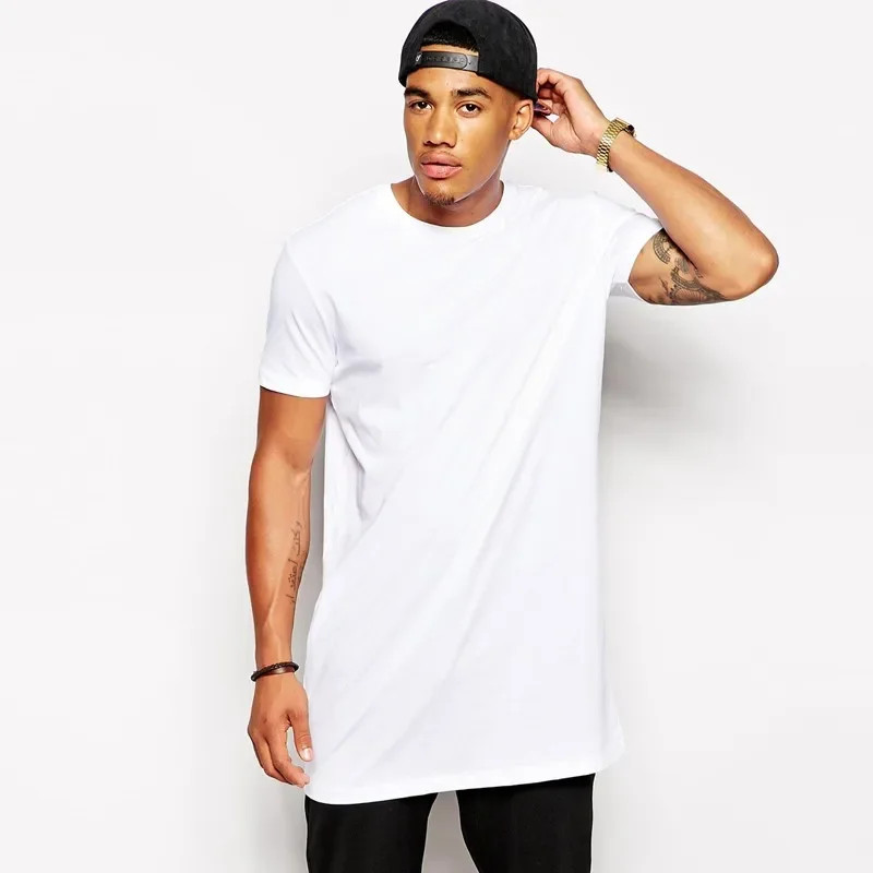 2026 Brand Men's Cotton Clothing White Long T Shirt Hip Hop Men T-Shirt Extra gallery