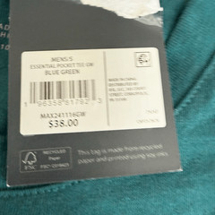 VRST men’s essential pocket blue green cotton stretch shirt size S NWT