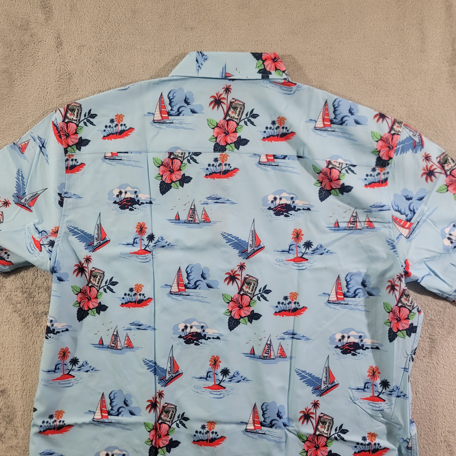 RSVLTS Shirt Mens Size 2XL Regatta Have A Bud Short Sleeve Button Down Blue gallery