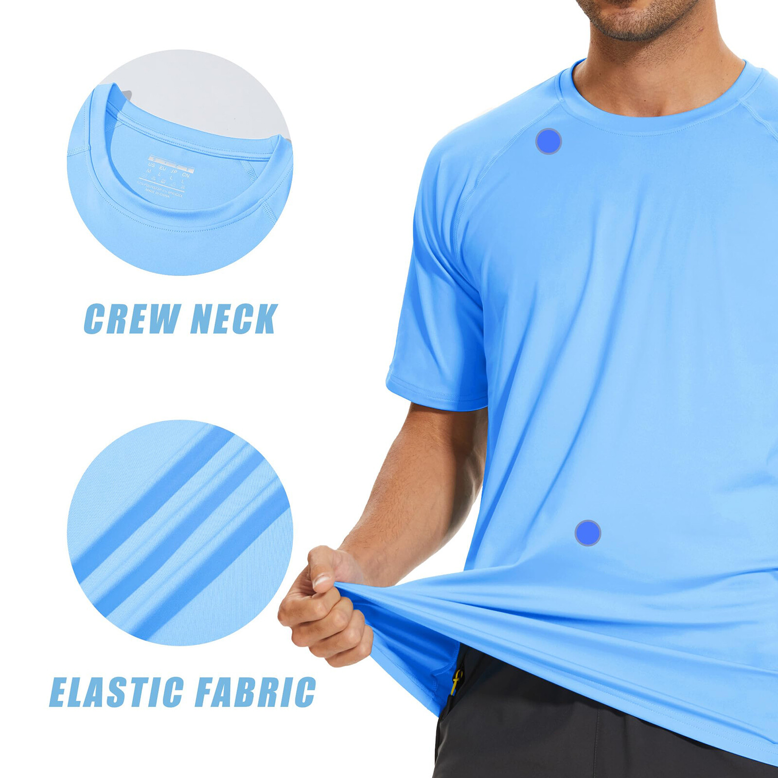 Mens UPF 50+ Short Sleeve Shirts Quick Dry Performance Hiking Rashguard Tee Tops gallery