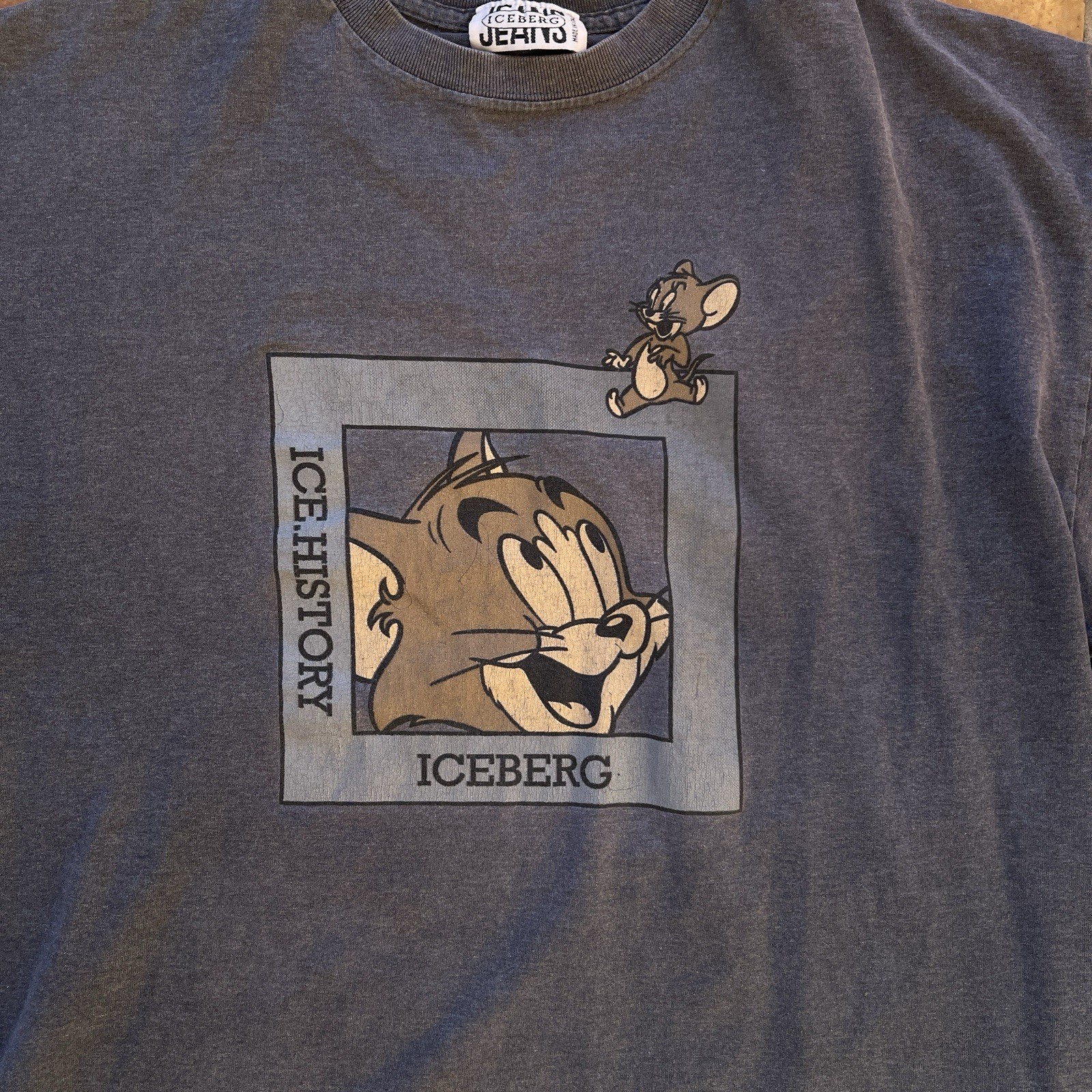 Vintage Iceberg Jeans Ice History Tom & Jerry Shirt Mens Large Made In Italy gallery