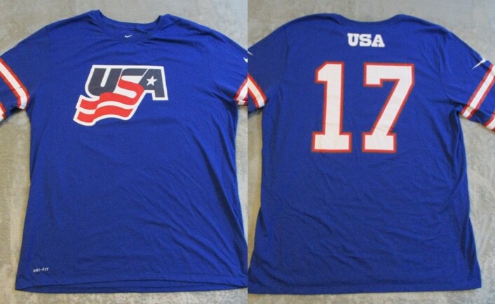Nike Team USA Shirt Mens XL Blue White Red Flag Olympic Long Sleeve Dri Fit 0680