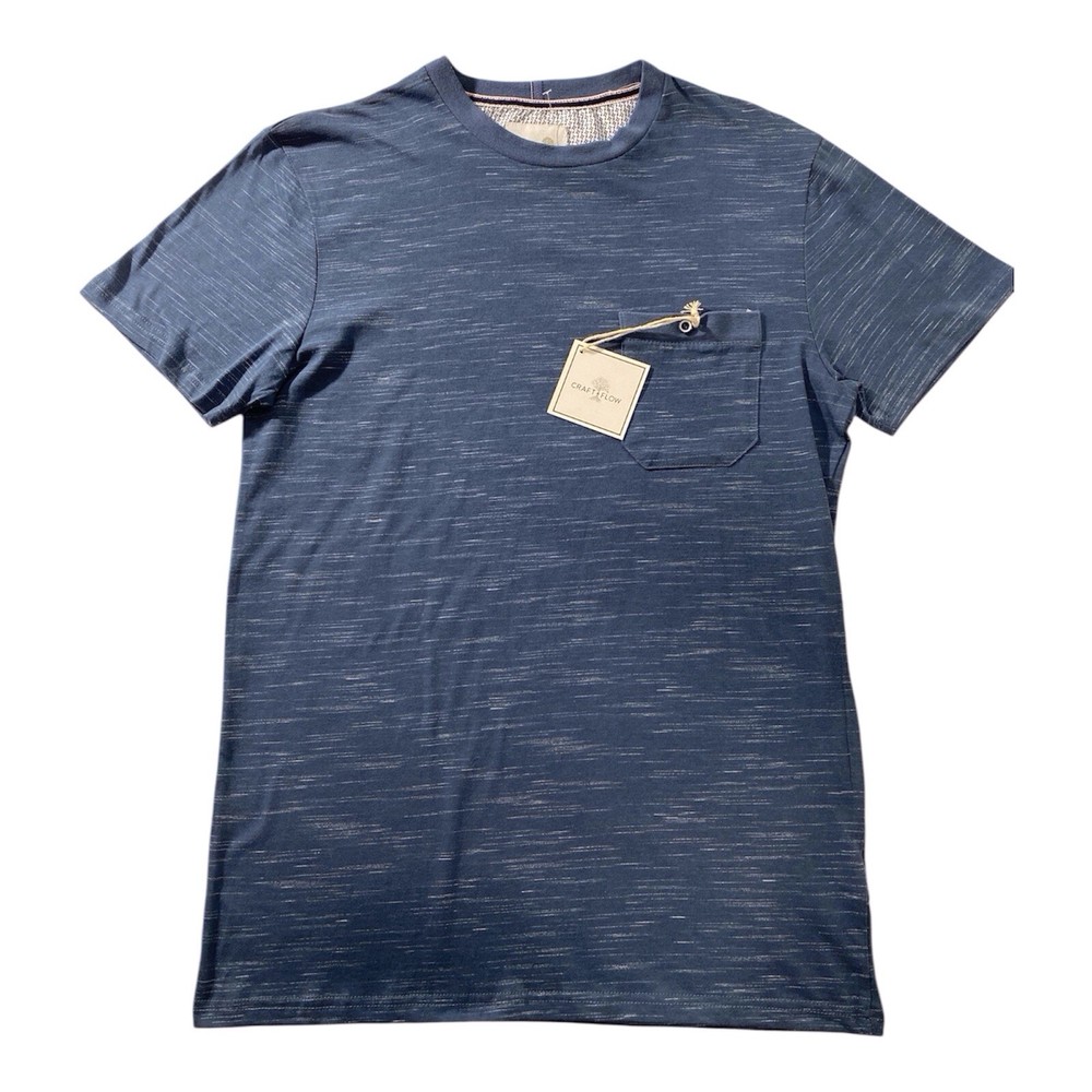 Craft + Flow Men’s Slub Knit Pocket T-Shirt Blue NWT Soft Casual Tee-Size S