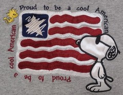 Peanuts Collection Tshirt Proud To Be A Cool American XL Embroidered Applique