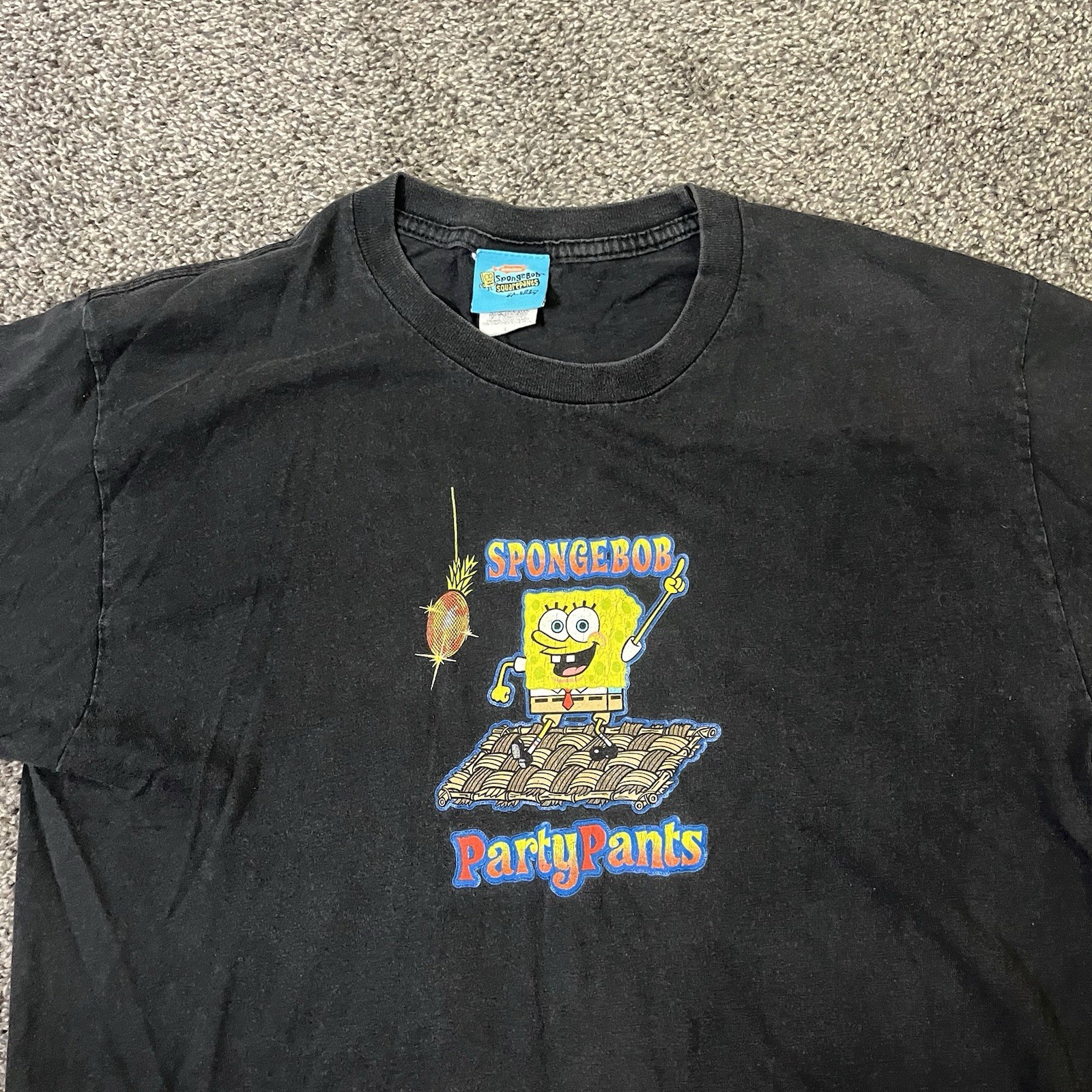 Spongebob Squarepants Party Pants 2002 Black T-Shirt Men L Nickelodeon Vtg Y2K gallery