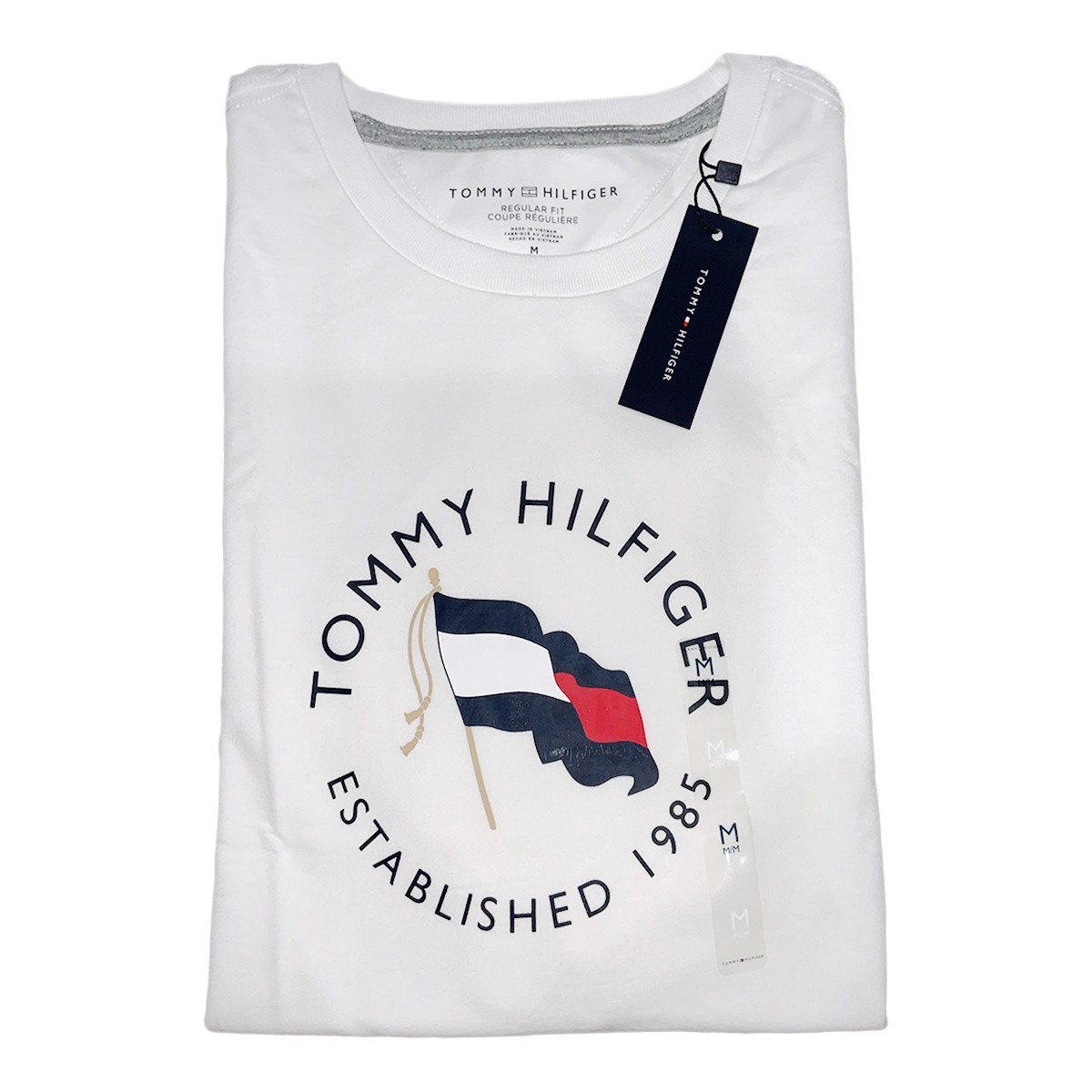 TOMMY HILFIGER MSRP$39.50 MEN'S WHITE CREW NECK SHORT SLEEVE T-SHIRT SIZE L gallery