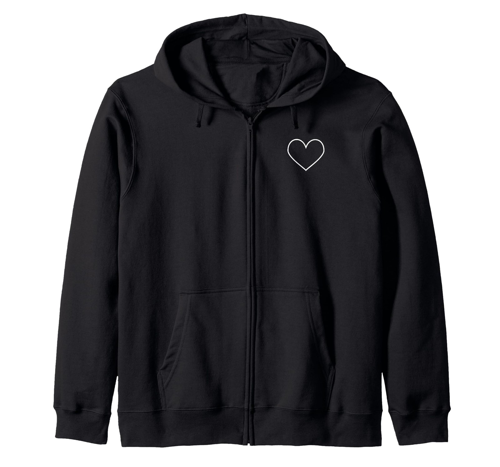 White Outlined Heart Pocket Hit C1 Zip Hoodie