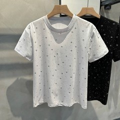 Sparkly Star Sequin Men’s Short Sleeve T-Shirt Casual Cotton Blend Crew Neck Tee