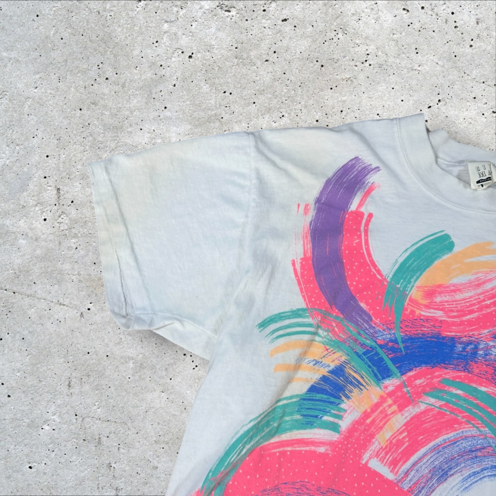 VTG 1993 Gilda Marx Abstract Brushstroke T Shirt Unisex OSFA Neon Art 90s USA gallery