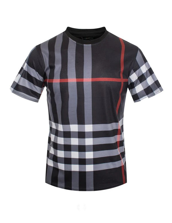 Men's Italian fashion Black/gray Short Sleeves T-shirt/short Set squared/striped gallery