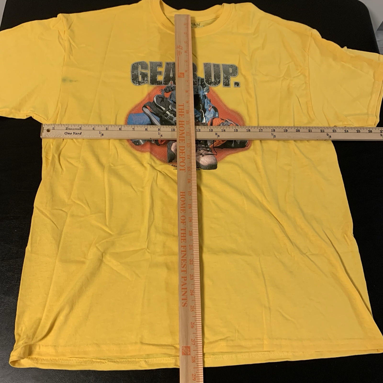 Gildan Gear Up. Hiking Camping Outdoors Yellow Graphic T-shirt Men’s Size XL gallery