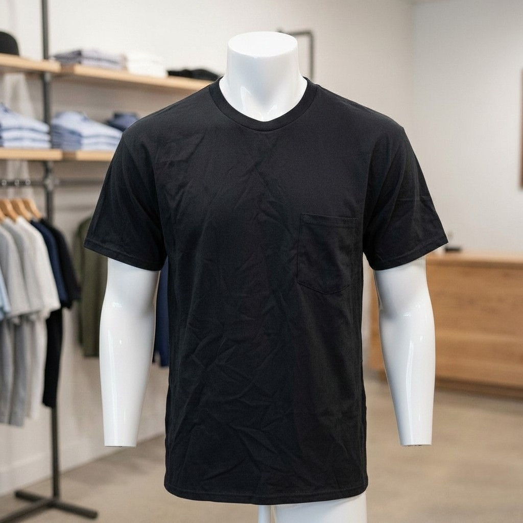 5 PK Delta Magnum Weight Black Pocket T-Shirts Adult Large Preshrunk Cotton gallery