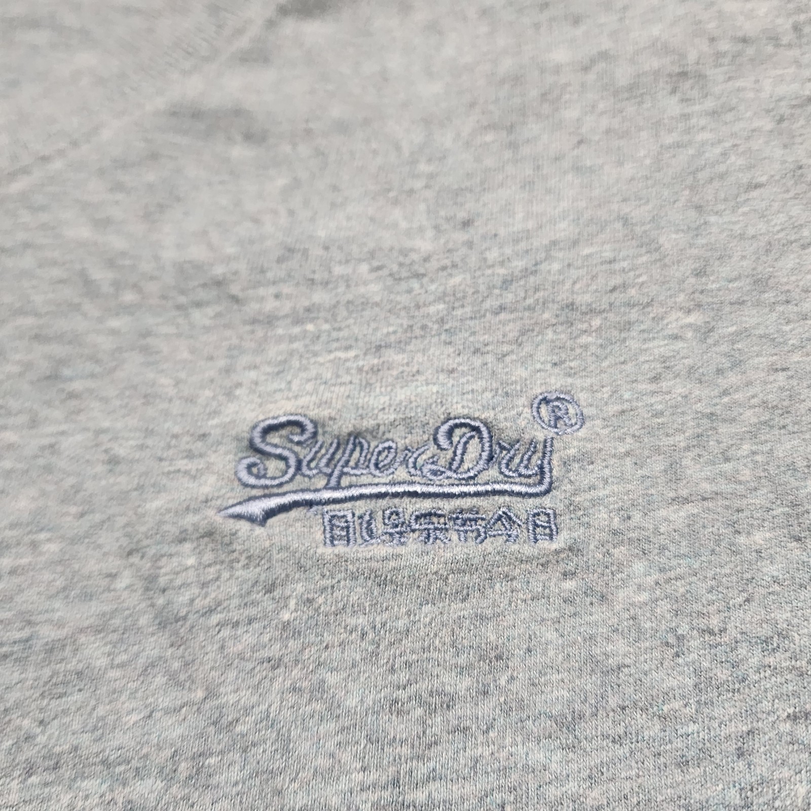 Superdry Shirt Mens Large L Blue V-Neck Organic Cotton Embroidered Script Logo gallery
