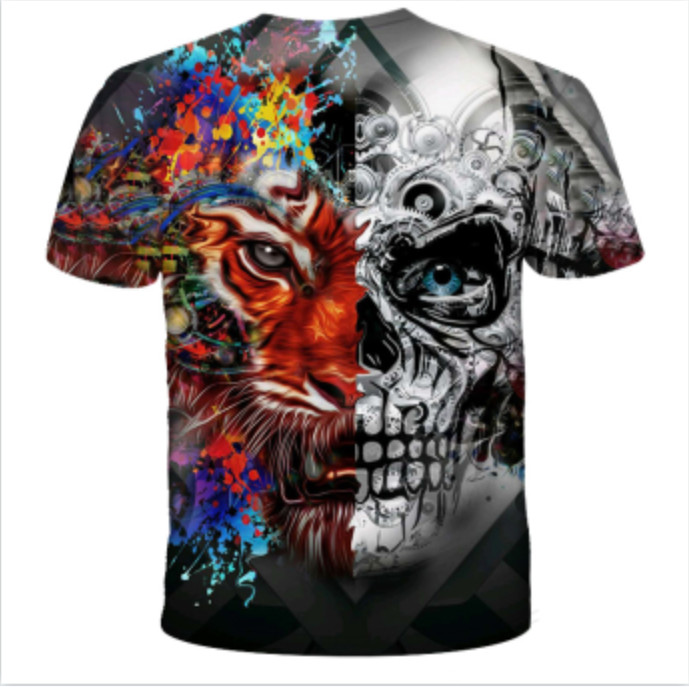 Tiger Skull Punk T-Shirt Double-Sided Unisex Adult Men's Size Large Medium Small gallery