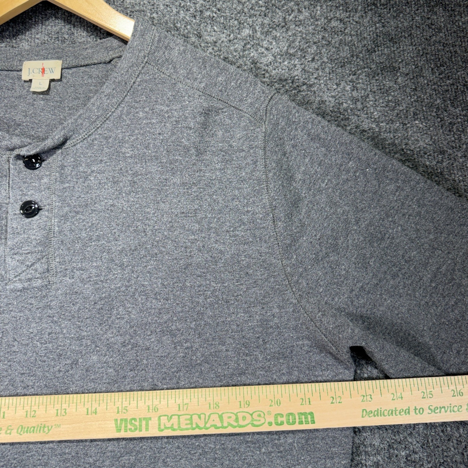 J.Crew Henley Oarsman Thermal Shirt Mens Large Gray Cotton Ribbed Cuffs Casual gallery