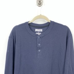 Duluth Trading Men Size Large Shirt 40 Grit Thermal Waffle Henley Blue Top