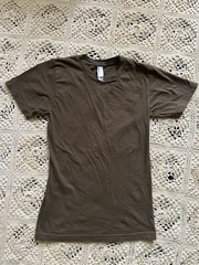 American Apparel Basic Brown T Shirt Scoop Neck Size XS