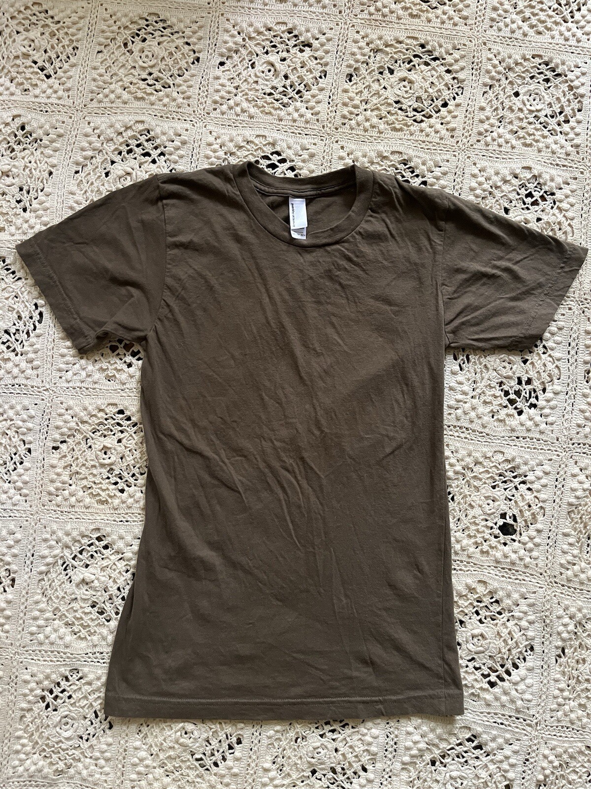 American Apparel Basic Brown T Shirt Scoop Neck Size XS gallery