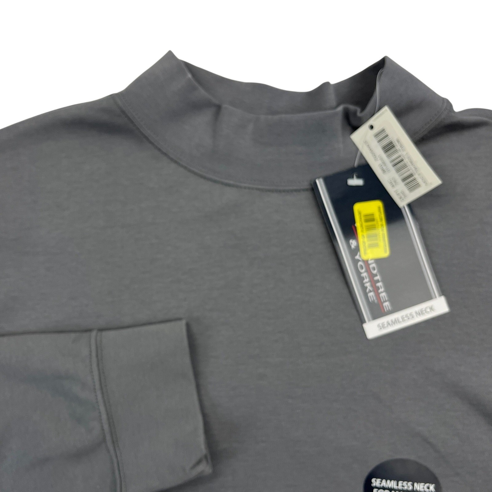 Roundtree & Yorke Mens Large Gray Seamless Mock Neck Long Sleeve Shirt NWT gallery