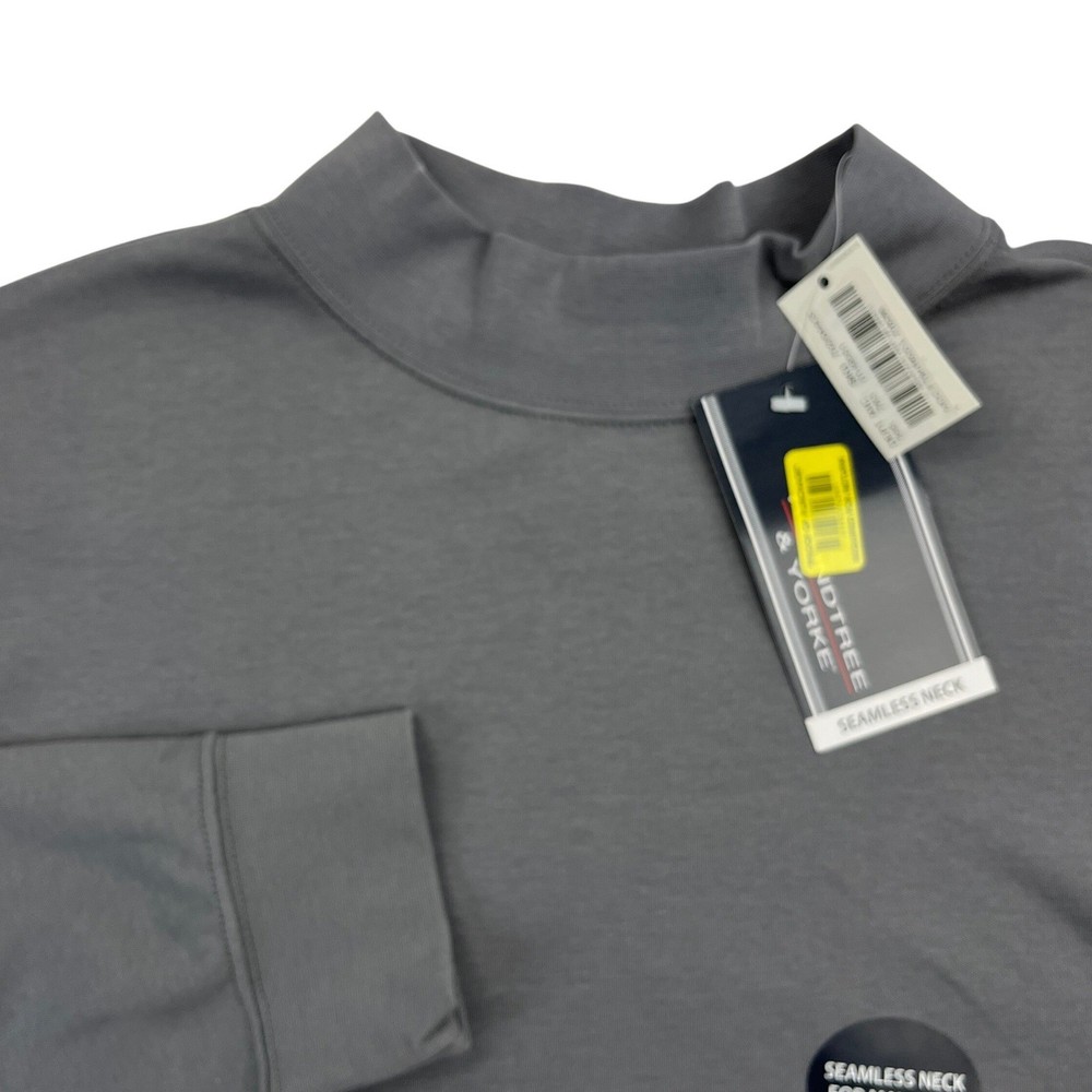 Roundtree & Yorke Mens Large Gray Seamless Mock Neck Long Sleeve Shirt NWT